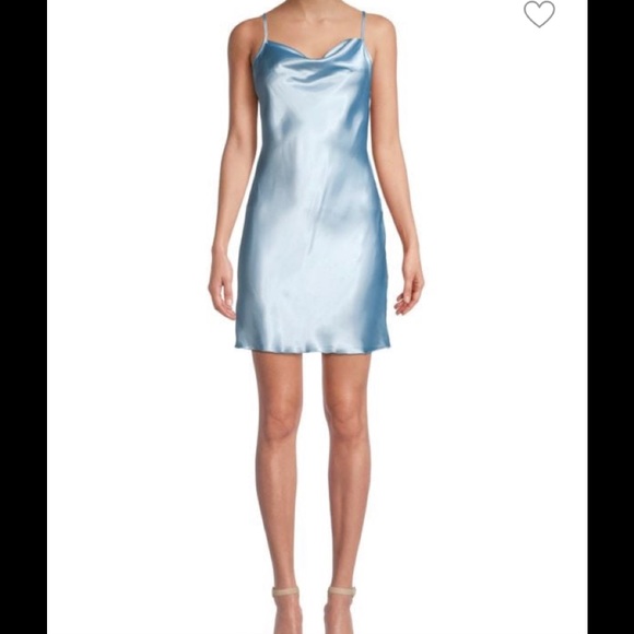 bebe Dresses & Skirts - bebe Satin Cowl Neck Slip Dress size XS Navy Blue